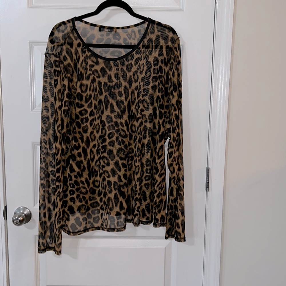 Sheer leopard print top gently used from F2F